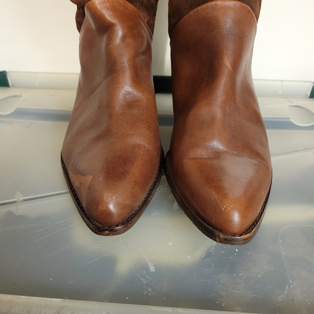 Pazzo Brown Western Leather Boots Size 10 Cowboy Style Pull Distressed Leather - Picture 4 of 9